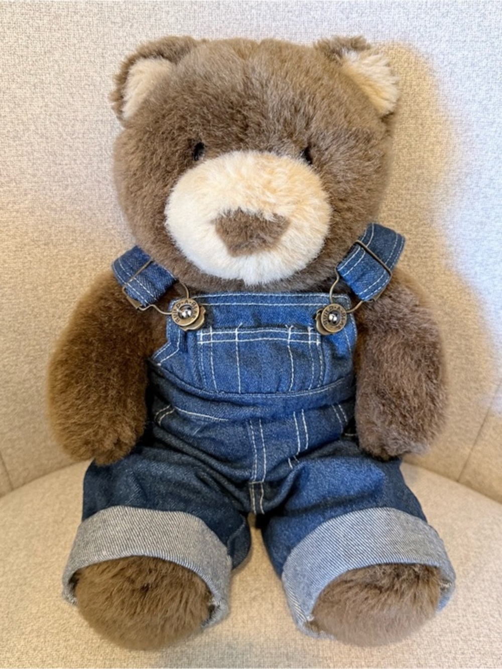 Vintage 1997 Build-A-Bear Classic Brown Bear w/ Original Denim Overalls USA